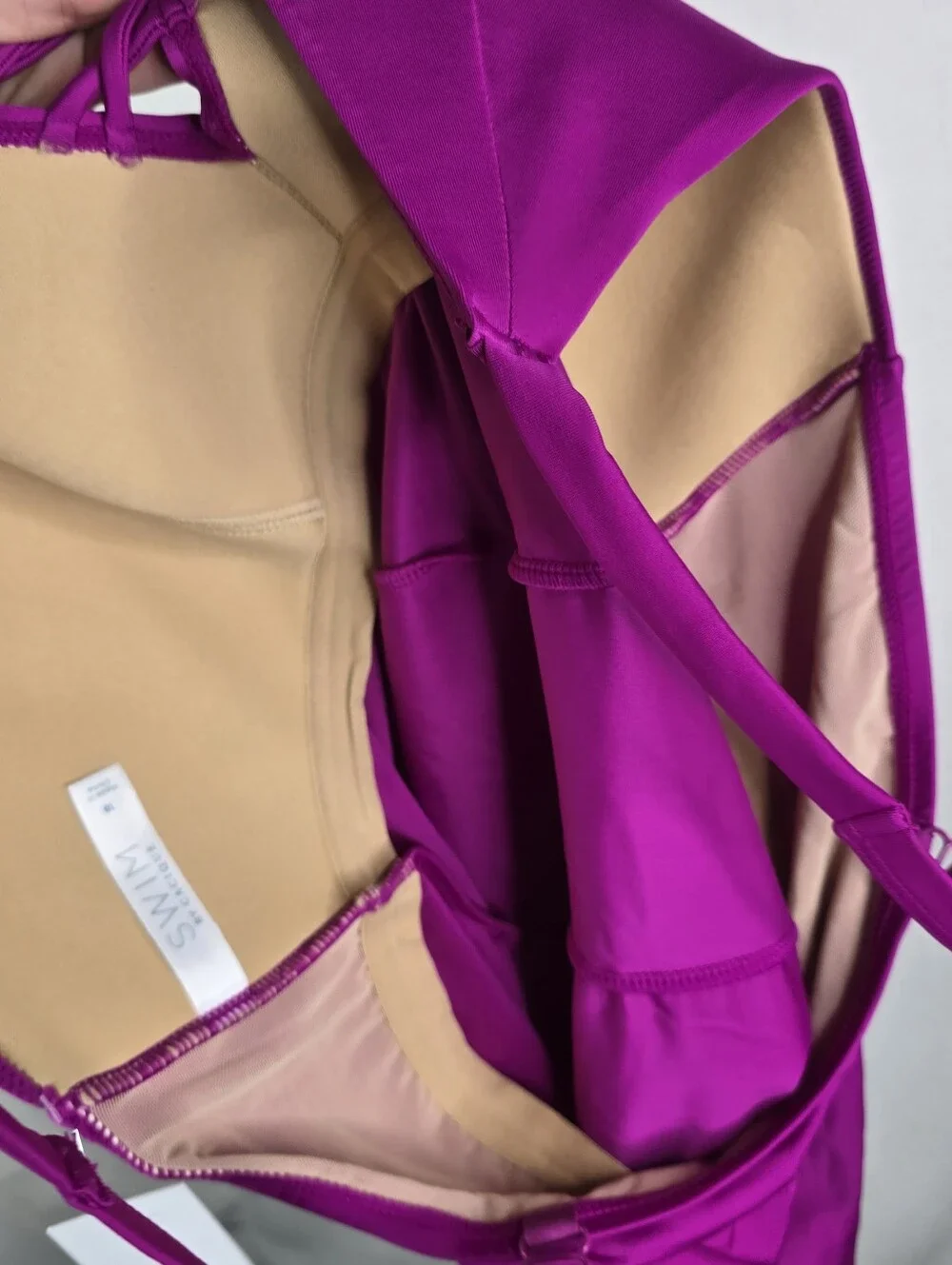 Cacique Womens Size 18 Magenta Pink Wireless Ruffle Tankini